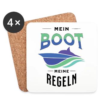 Mein Boot - Meine Regel Motorboot Kapitän Kommando - Untersetzer (4er-Set) - Weiß - Vorne