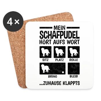 Schafpudel Hundetricks zotthaariger Hütepudel - Untersetzer (4er-Set) - Weiß - Vorne