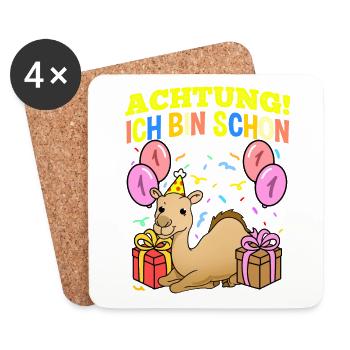 Achtung Ich Bin Schon 1 Geburtstag Dromedar - Untersetzer (4er-Set) - Weiß - Vorne