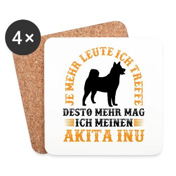 Desto mehr mag ich meinen Akita Inu - Untersetzer (4er-Set) - Weiß - Vorne