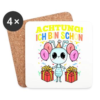Achtung Ich Bin Schon 1 Geburtstag Fehler - Untersetzer (4er-Set) - Weiß - Vorne
