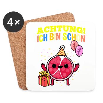 Achtung Ich Bin Schon 7 Geburtstag Granatapfel - Untersetzer (4er-Set) - Weiß - Vorne