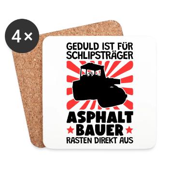 Asphaltbauer rasten direkt aus Straßenbauer - Untersetzer (4er-Set) - Weiß - Vorne