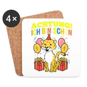 Achtung Ich Bin Schon 1 Geburtstag Leopard - Untersetzer (4er-Set) - Weiß - Vorne