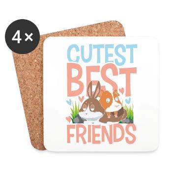 Cutest Best Friends für einen Haustierbesitzer - Untersetzer (4er-Set) - Weiß - Vorne