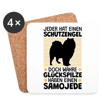 Samojede ist mein Schutzengel Schlittenhund - Untersetzer (4er-Set) - Weiß - Vorne