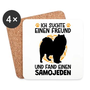 Suchte meinen Samojede Schlittenhund - Untersetzer (4er-Set) - Weiß - Vorne