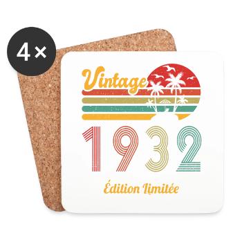 Vintage 1932 édition limitée Anniversaire Cadeau - Dessous de verre (lot de 4) - blanc - Devant