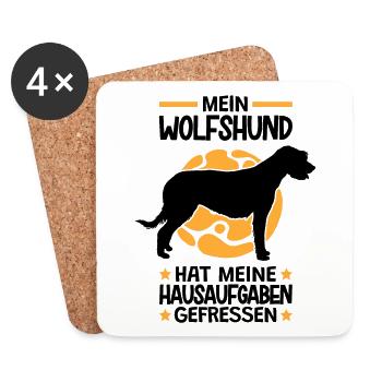Irischer Wolfshund hat Hausaufgaben gefressen - Untersetzer (4er-Set) - Weiß - Vorne