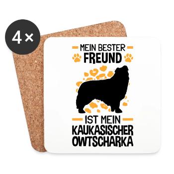Owtscharka ist mein Freund Kaukasischer Hund - Untersetzer (4er-Set) - Weiß - Vorne