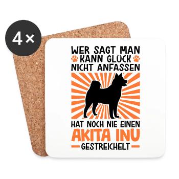Akita Inu Glück anfassen japanischer Spitz - Untersetzer (4er-Set) - Weiß - Vorne