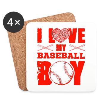 ich liebe baseball jungen - Untersetzer (4er-Set) - Weiß - Vorne