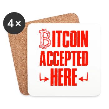 bitcoin accepté - Dessous de verre (lot de 4) - blanc - Devant