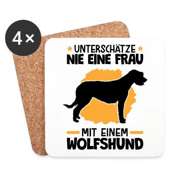 Unterschätze nie eine Frau mit Irischer Wolfshund - Untersetzer (4er-Set) - Weiß - Vorne