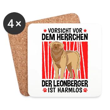 Vorsicht Leonberger Herrchen deutscher Wachhund - Untersetzer (4er-Set) - Weiß - Vorne
