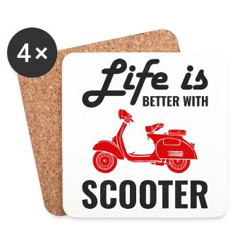 Roller Fahrer Scootering Motorrad Moped Lustig - Untersetzer (4er-Set) - Weiß - Vorne