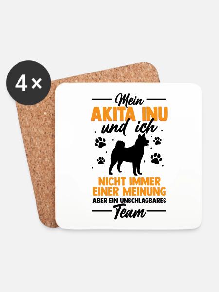 Akita Inu und Ich sind ein unschlagbares Team - Untersetzer (4er-Set) - Weiß