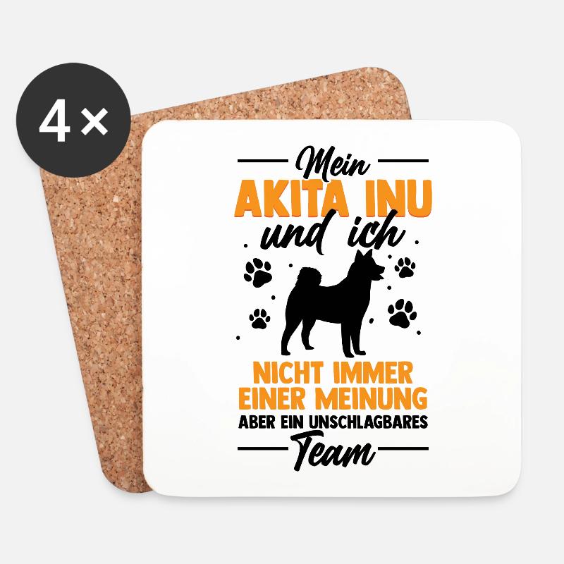 Akita Inu und Ich sind ein unschlagbares Team - Untersetzer (4er-Set) - Weiß