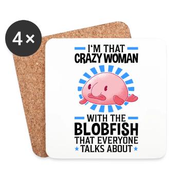Crazy woman with the blobfish - Coasters (set of 4) - white - Front
