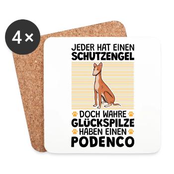 Podenco ist mein Schutzengel spanischer Windhund - Untersetzer (4er-Set) - Weiß - Vorne
