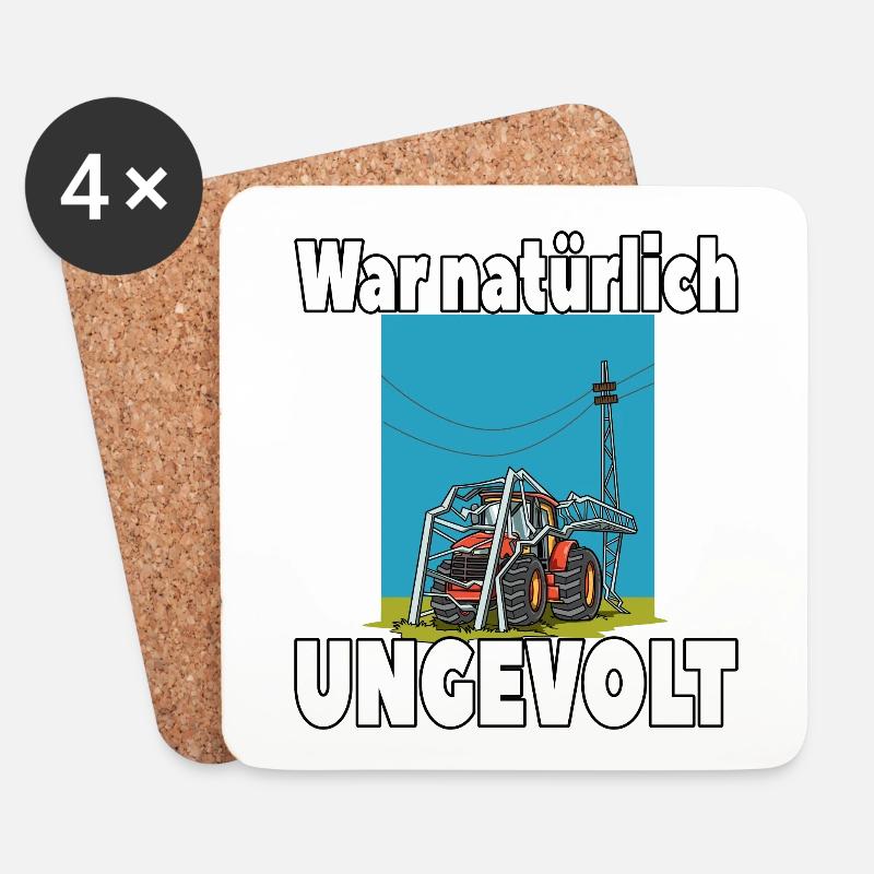 War natürlich ungevolt Lustiger Traktor Strommast - Untersetzer (4er-Set) - Weiß