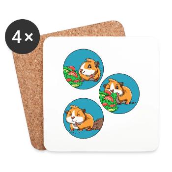 Meerschweinchen Futter Kacken Futtern - Untersetzer (4er-Set) - Weiß - Vorne