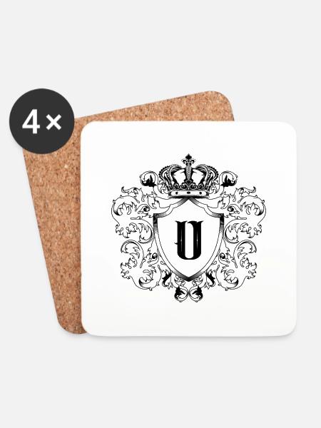 U Buchstabe Wappen - Untersetzer (4er-Set) - Weiß