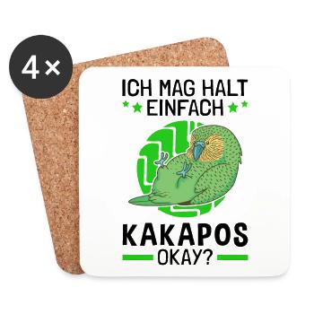 Ich mag einfach Kakapo flugunfähiger Papagei - Untersetzer (4er-Set) - Weiß - Vorne