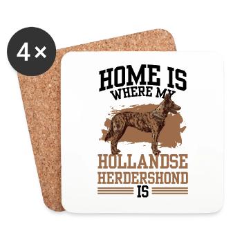 La maison est l’endroit où se trouve mon Hollandse Herdershond - Dessous de verre (lot de 4) - blanc - Devant