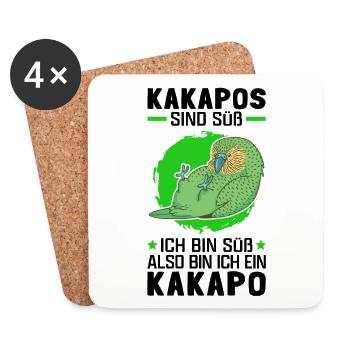 Kakapo sind süß flugunfähiger Papagei - Untersetzer (4er-Set) - Weiß - Vorne