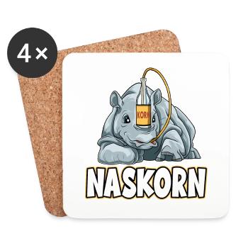 Naskorn Nashorn mit Korn - Untersetzer (4er-Set) - Weiß - Vorne
