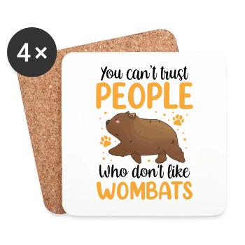 Wombat nicht vertrauen Australien Beuteltier - Untersetzer (4er-Set) - Weiß - Vorne