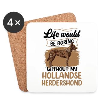 La vie serait ennuyeuse sans Hollandse Herdershond - Dessous de verre (lot de 4) - blanc - Devant