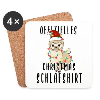 Lama Christmas Sleeping Shirt - Coasters (set of 4) - white - Front