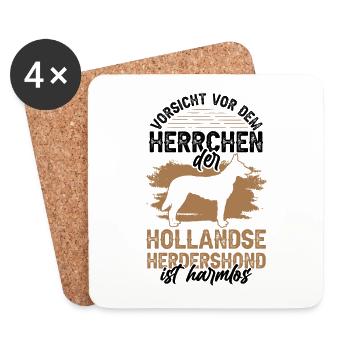 Vorsicht Hollandse Herdershond Herrchen - Untersetzer (4er-Set) - Weiß - Vorne