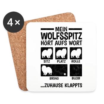 Wolfsspitz Hundetricks deutscher Spitz Keeshond - Untersetzer (4er-Set) - Weiß - Vorne