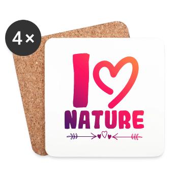 Ich liebe Natur - Untersetzer (4er-Set) - Weiß - Vorne