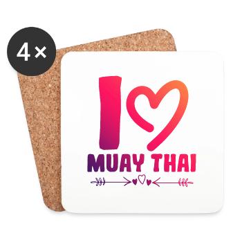J’adore le Muay Thai - Dessous de verre (lot de 4) - blanc - Devant