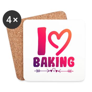 Ich liebe Backen - Untersetzer (4er-Set) - Weiß - Vorne
