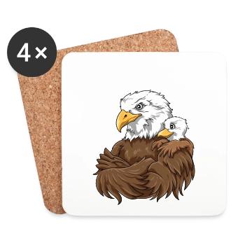 Eagle Dad Eagle Papa und Baby Papa Vatertag - Untersetzer (4er-Set) - Weiß - Vorne
