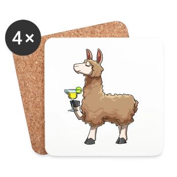 Lustiges Alpaka drinkt Cocktail - Untersetzer (4er-Set) - Weiß - Vorne