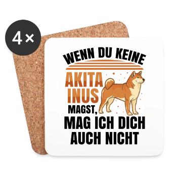 Akita Inu nicht mögen Japan Hund Shiba Inu - Untersetzer (4er-Set) - Weiß - Vorne