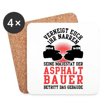 Asphaltbauer verneigt euch Straßenbauer - Untersetzer (4er-Set) - Weiß - Vorne