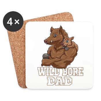 Wildschwein Vatertag Papa Vater und Baby - Untersetzer (4er-Set) - Weiß - Vorne