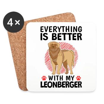 Everything is better with my Leonberger - Coasters (set of 4) - white - Front