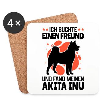 Akita Inu gefunden japanischer Akita Inu - Untersetzer (4er-Set) - Weiß - Vorne