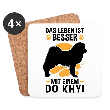 Das Leben ist besser mit Do Khyi Tibetdogge - Untersetzer (4er-Set) - Weiß - Vorne