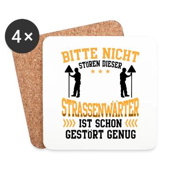 Straßenwärter nicht stören Straßenwart - Untersetzer (4er-Set) - Weiß - Vorne