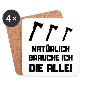 Männer Holzmachen Axt Sammlung Holz - Untersetzer (4er-Set) - Weiß - Vorne