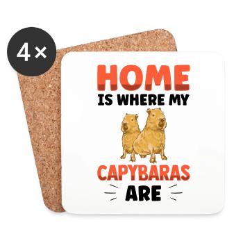 Zuhause ist wo mein Capybara ist Capybaras - Untersetzer (4er-Set) - Weiß - Vorne